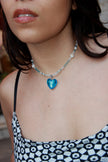Handmade beaded necklace with murano heart
