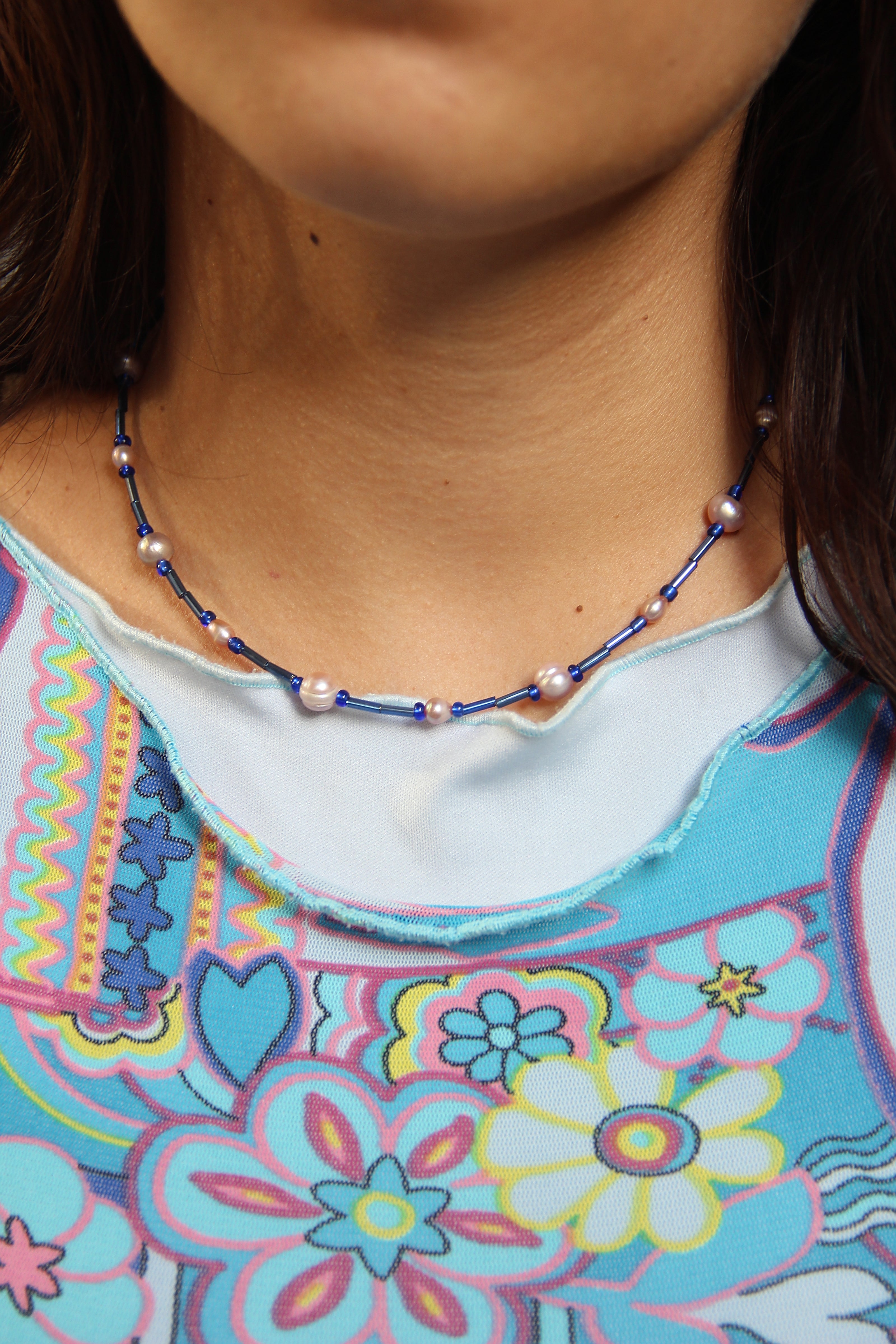 Beautiful dainty handmade necklace with natural pearls