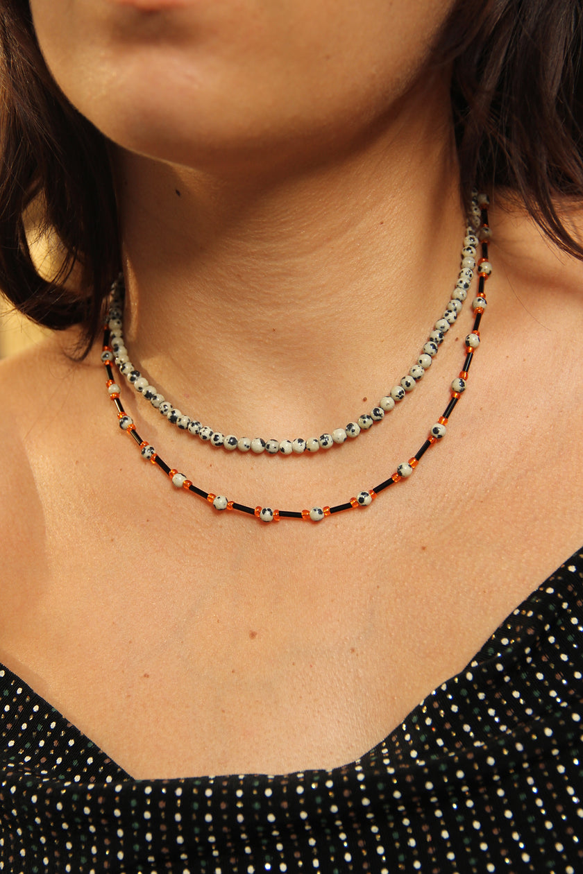 Beautiful handmade necklace with Dalmatian jasper
