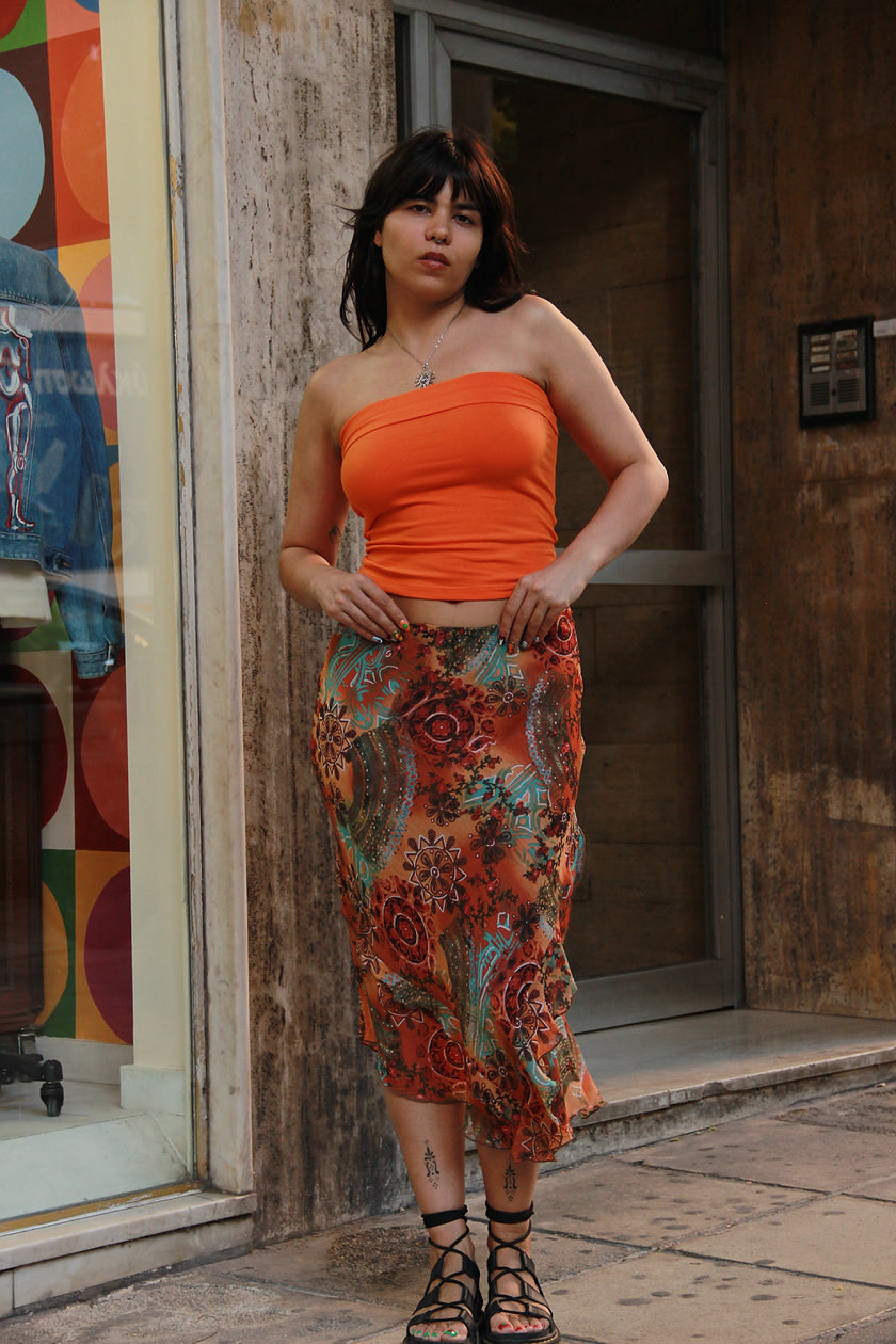 Vintage midi patterned skirt (M/L)