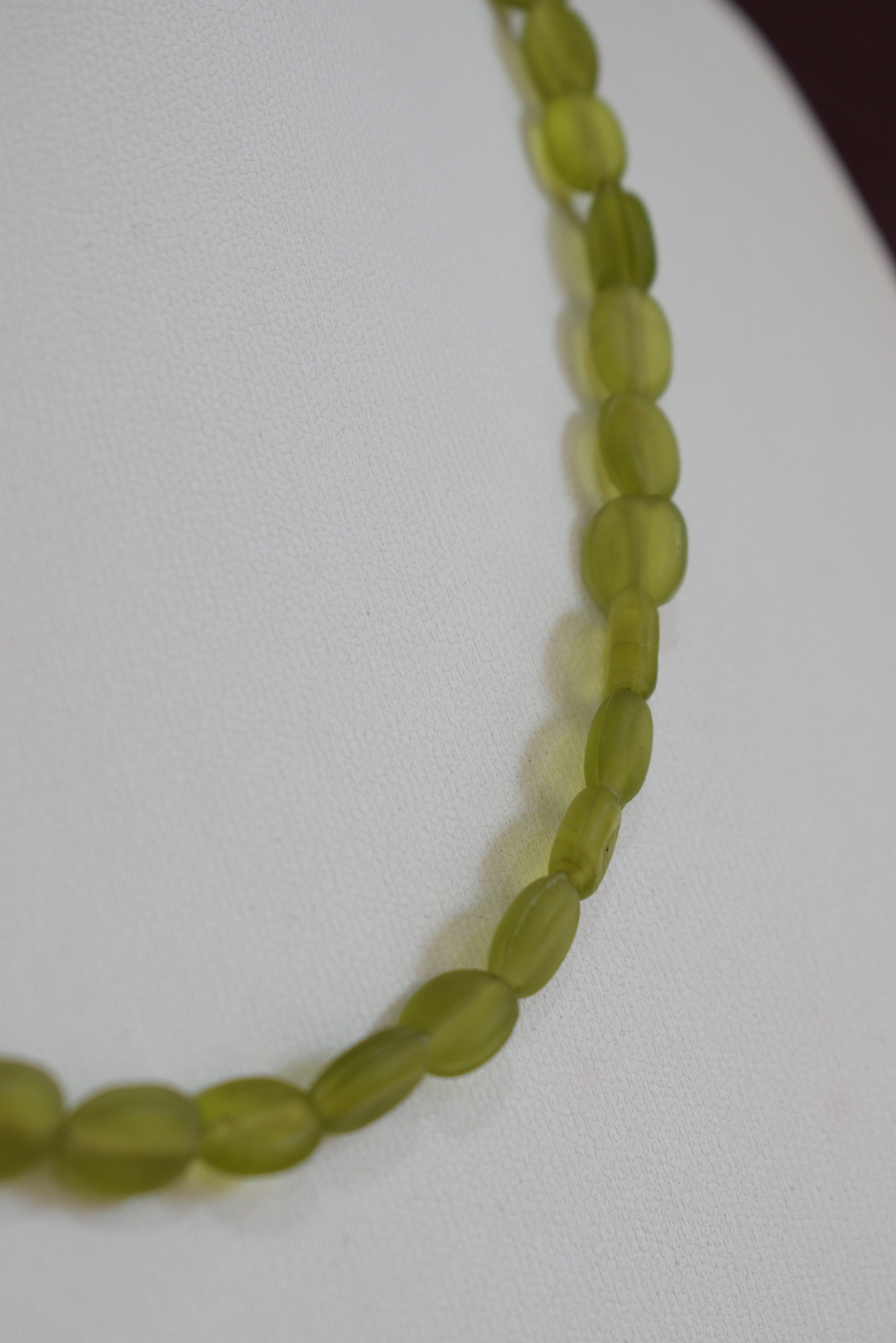 Handmade green glass beads necklace