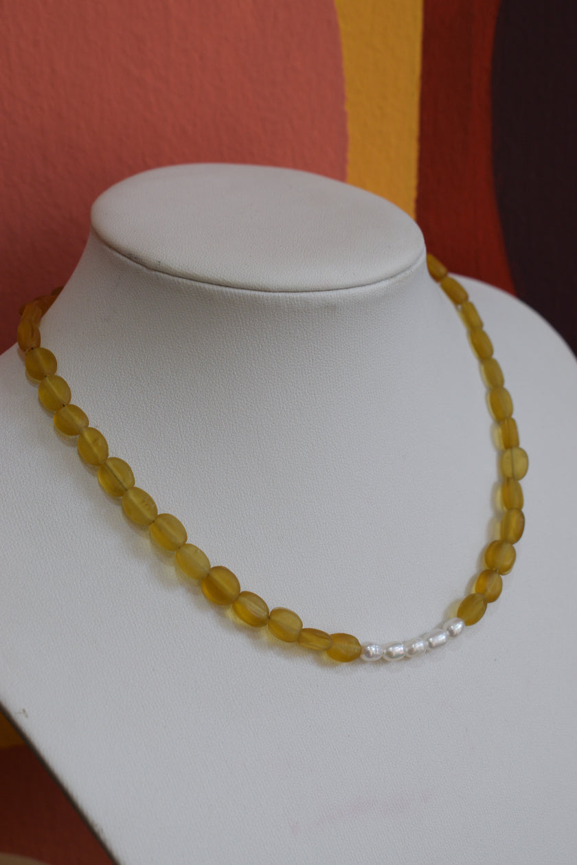 Handmade Natural Freshwater Pearl & Glass Bead Necklace