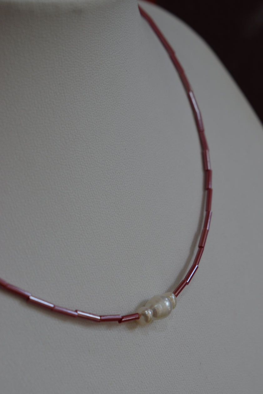 Handmade Natural Freshwater Pearl & Glass Bead Necklace