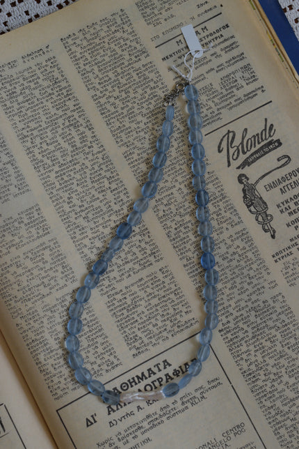 Handmade Natural Freshwater Pearl & Blue Glass Bead Necklace