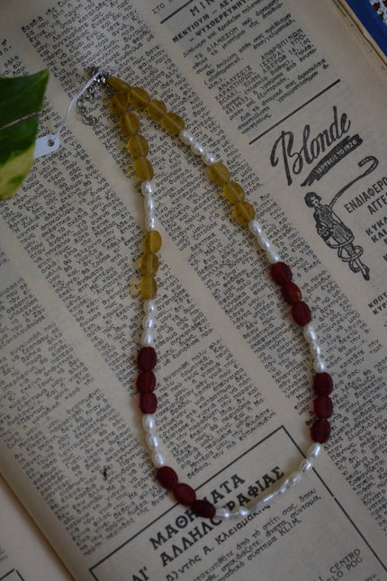 Handmade Natural Freshwater Pearl & Glass Bead Necklace