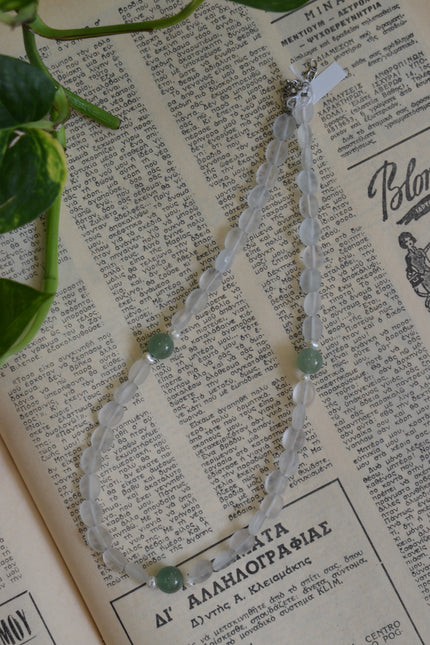 Handmade necklace with glass & Aventurine & pearls