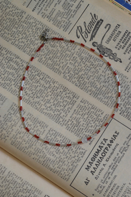 Handmade glass necklace with selenite bead