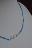 Handmade Natural Freshwater Pearl & Blue Glass Bead Necklace