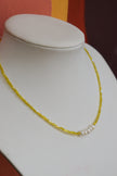 Handmade Natural Freshwater Pearl & Yellow Glass Bead Necklace