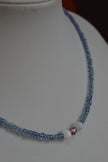 Handmade Natural Freshwater Pearl & Selenite & Blue Glass Bead Necklace
