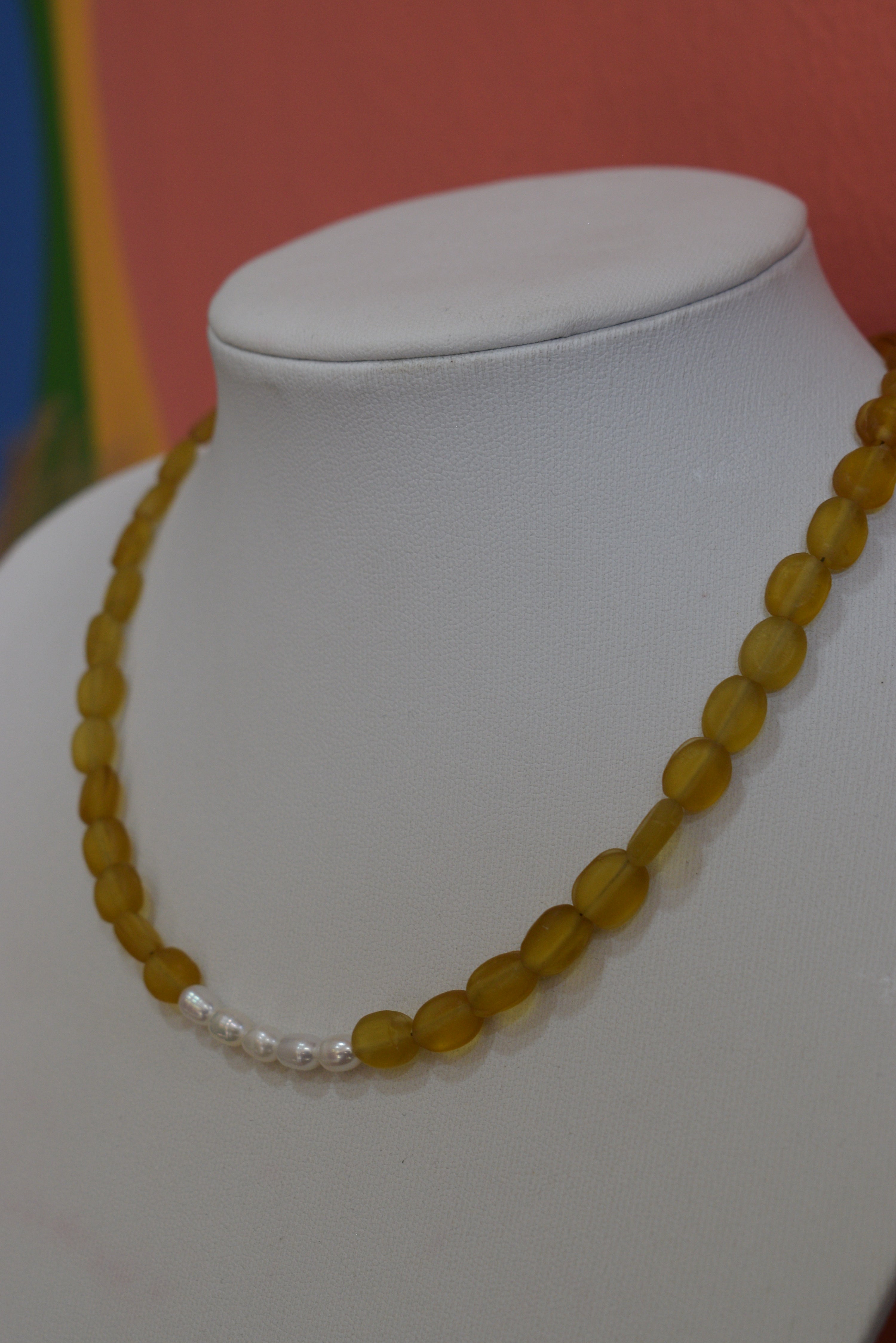 Handmade Natural Freshwater Pearl & Glass Bead Necklace