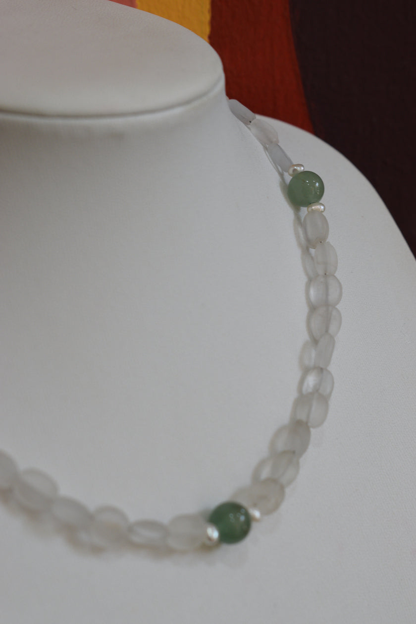 Handmade necklace with glass & Aventurine & pearls