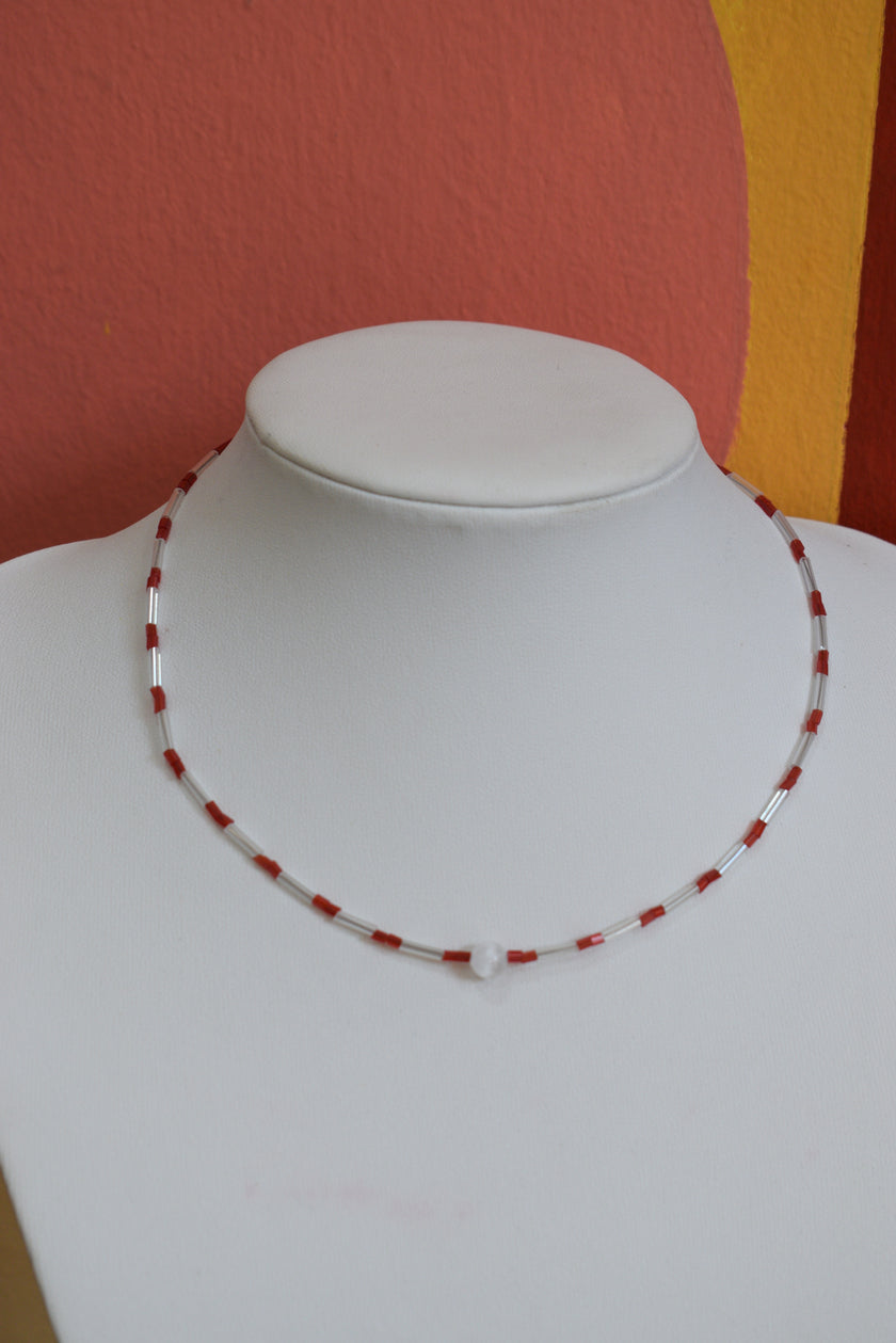 Handmade glass necklace with selenite bead
