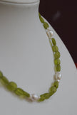 Handmade Natural Freshwater Pearl & Green Glass Bead Necklace