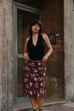 Vintage 90s style midi patterned skirt (M)