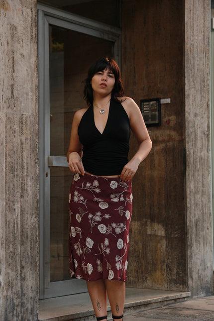 Vintage 90s style midi patterned skirt (M)