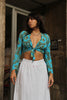 Vintage funkuy patterned semi see-through tie top (S)