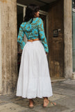 Vintage funkuy patterned semi see-through tie top (S)