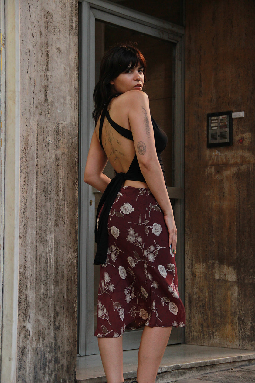 Vintage 90s style midi patterned skirt (M)
