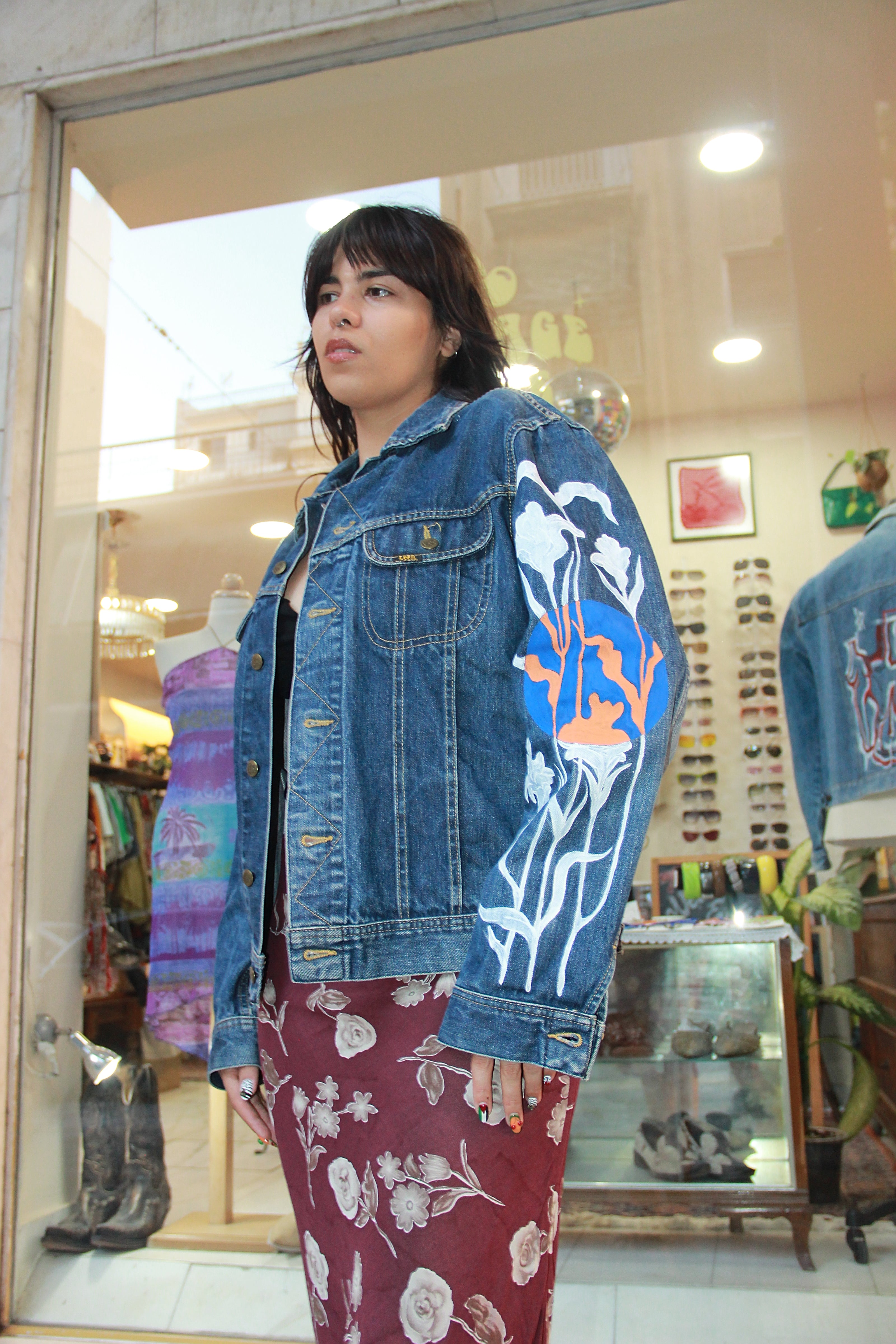 Handpainted Men's LEE denim jacket (L)