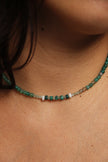 Beautiful handmade necklace with agate, dark green jasper & pearls