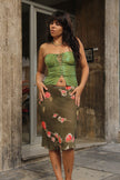 Vintage floral midi skirt (S)