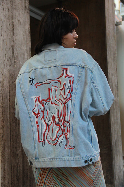 Handpainted Men's Levis denim Jacket (XXL)