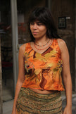 Vintage Y2K 100% silk top with sequins & beads (S/M)
