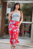 Vintage silk midi flolral skirt with ruffles (S/M)