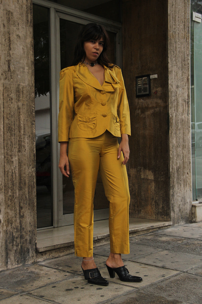 Vintage stinning 100% silk pantsuit (M)