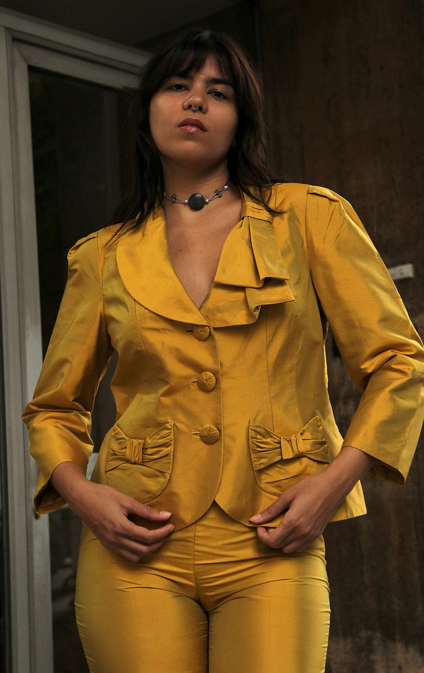 Vintage stinning 100% silk pantsuit (M)