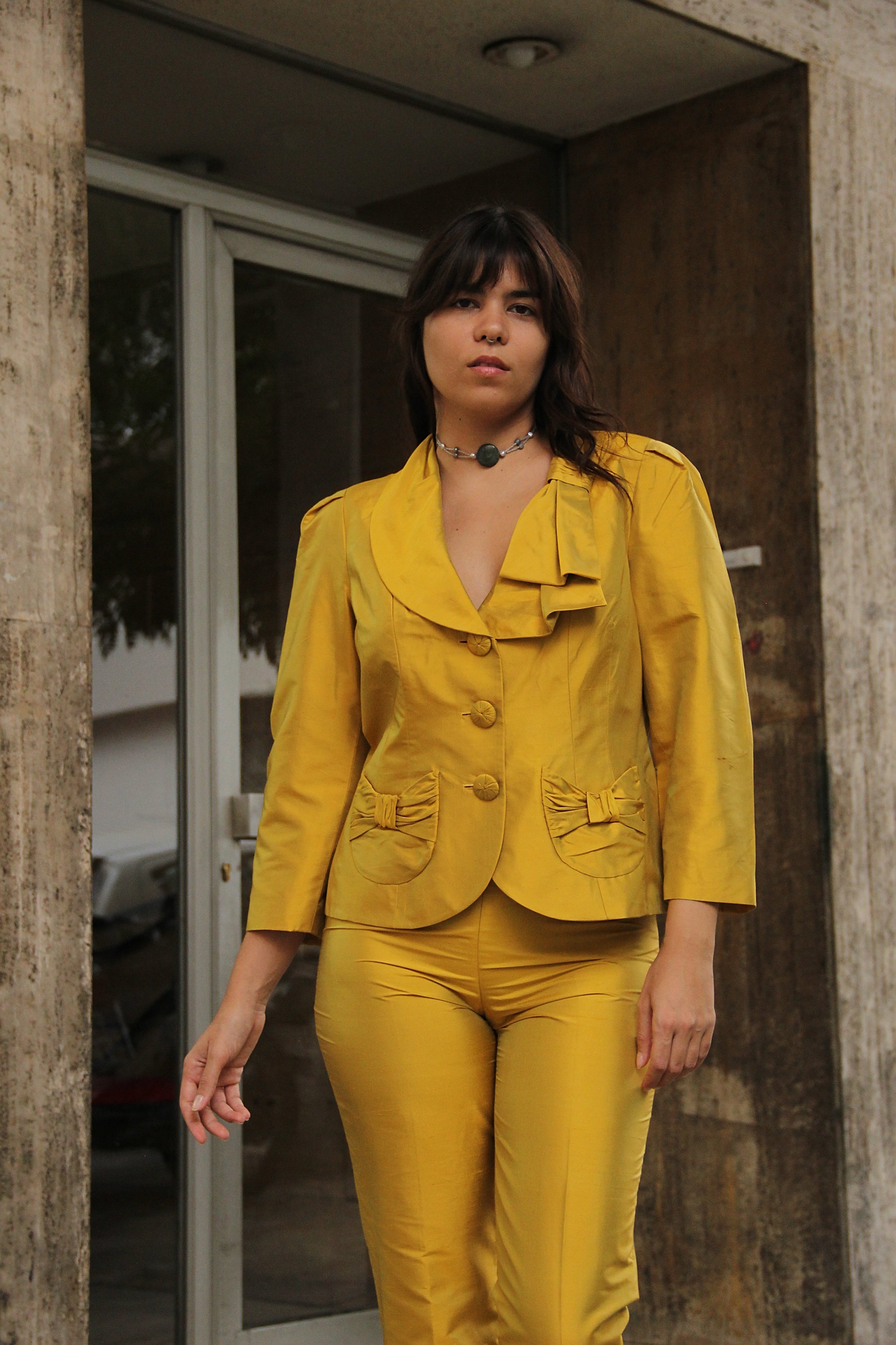 Vintage stinning 100% silk pantsuit (M)