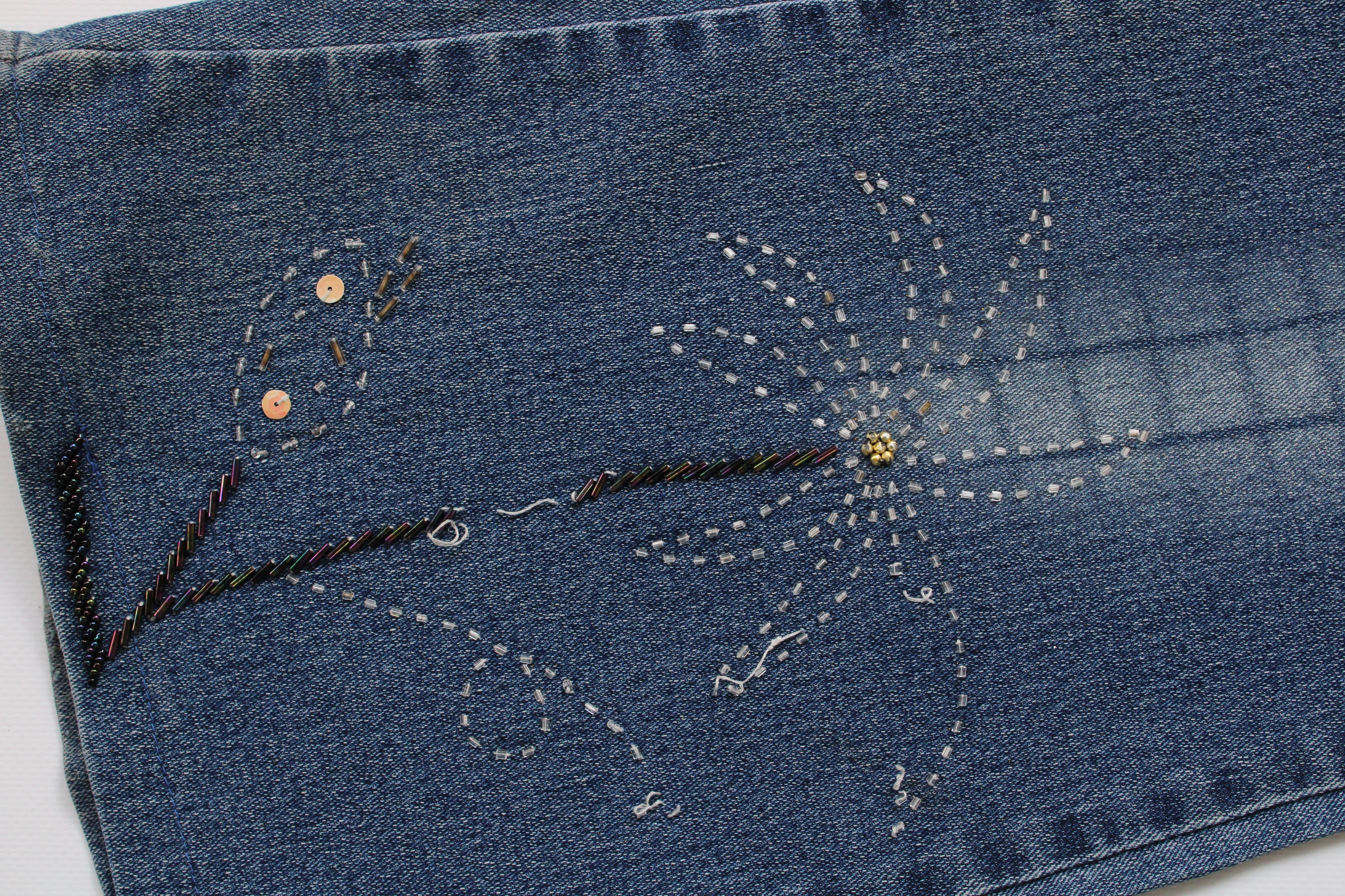 Super cute Y2K flare jeans with bead detailing