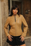 Vintage tan genuine leather jacket (M)