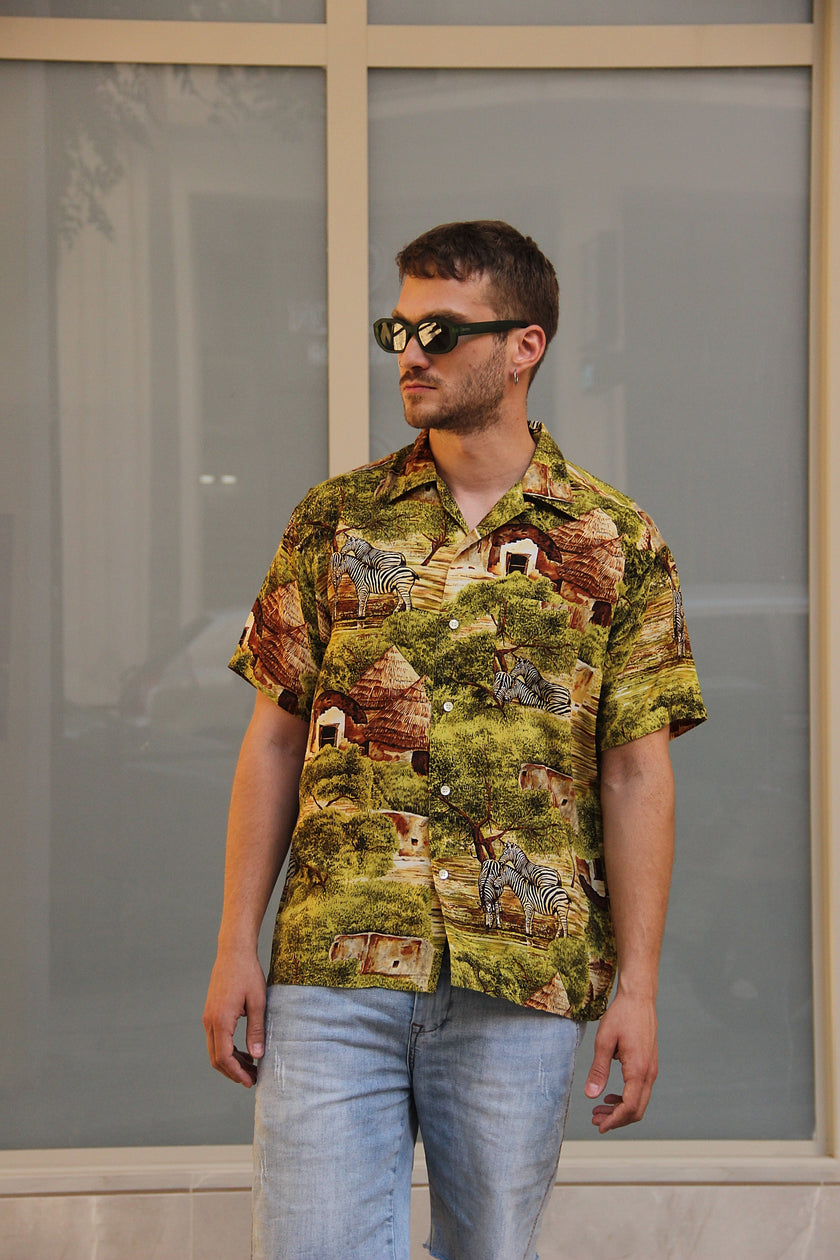 Vintage funky patterned shirt (M)