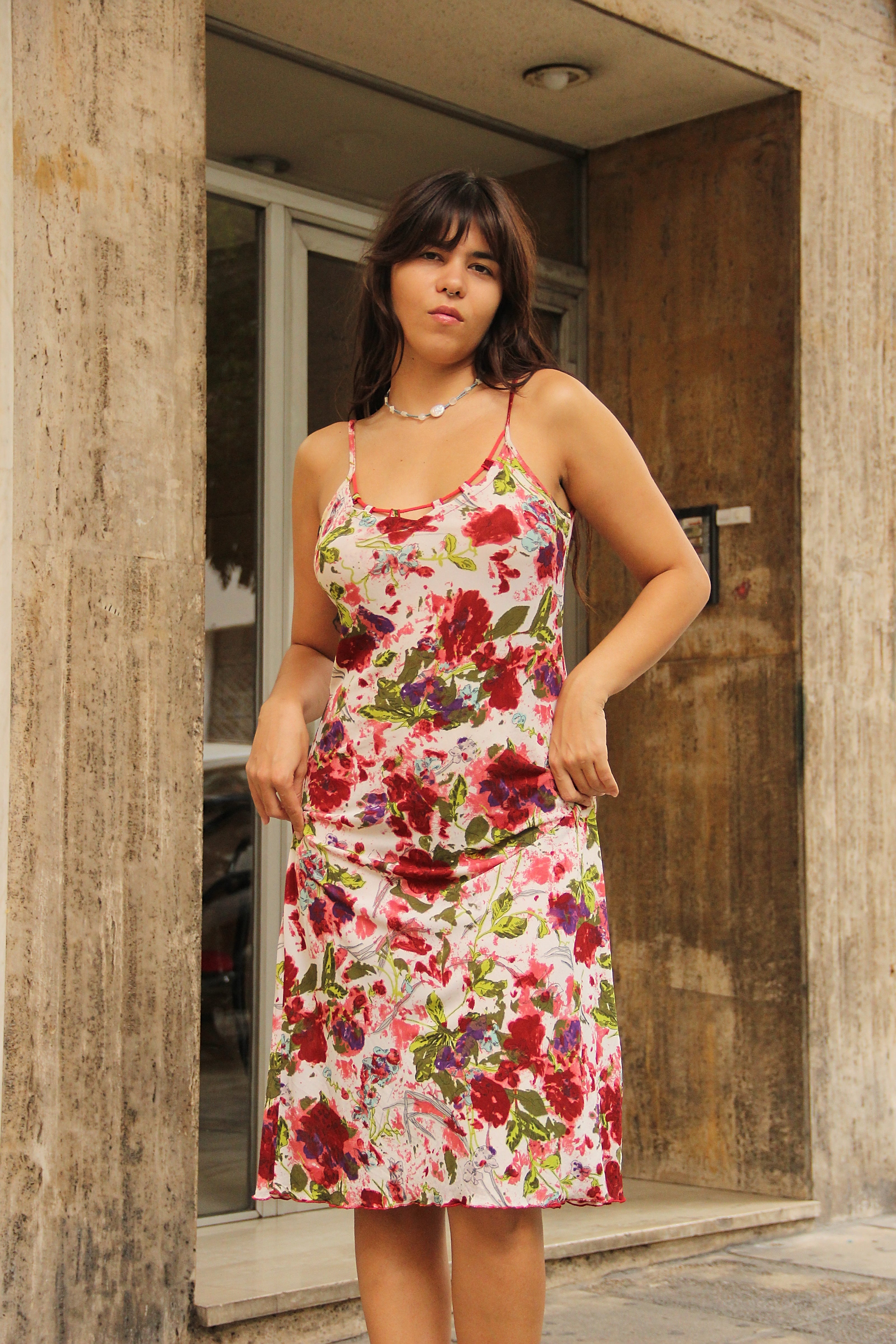 Vintage floral midi dress (M/XL)