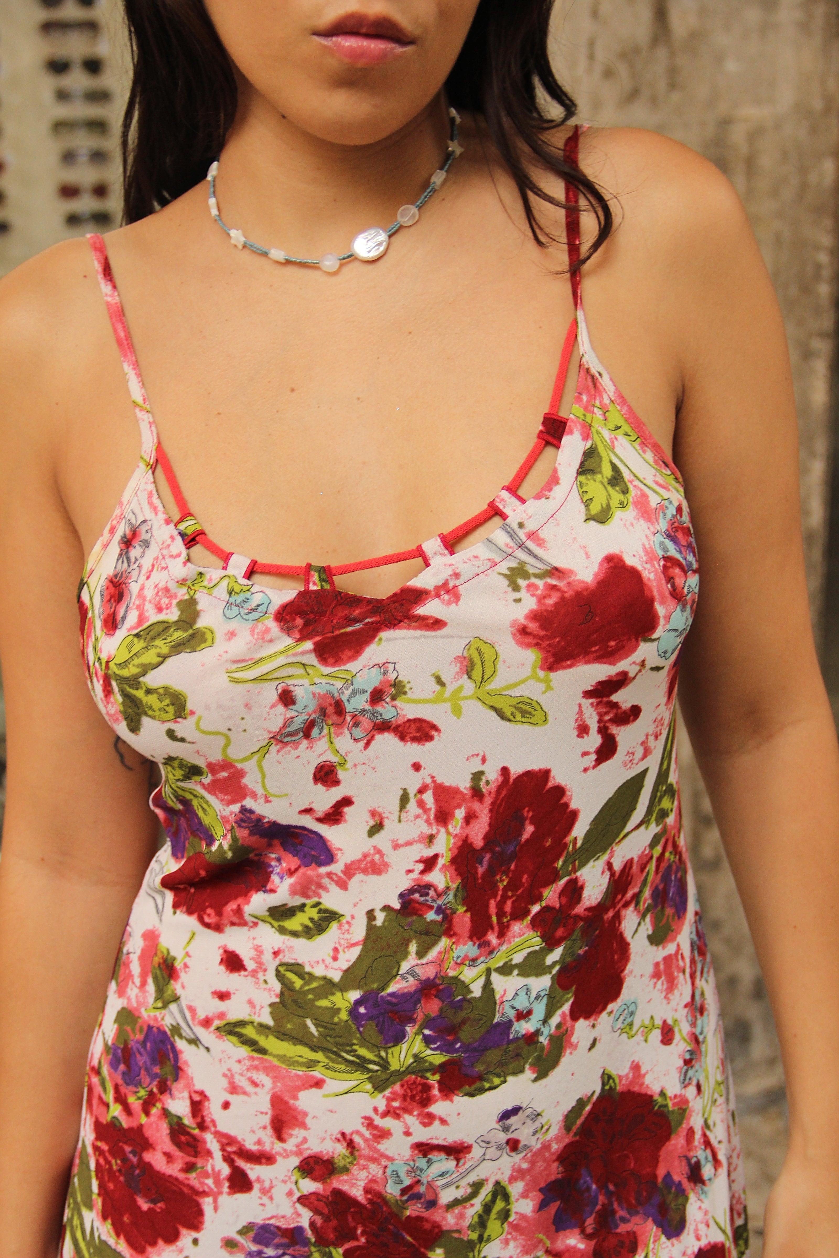 Vintage floral midi dress (M/XL)