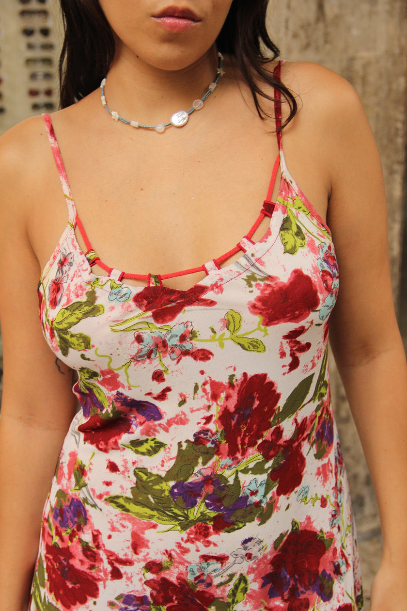 Vintage floral midi dress (M/XL)
