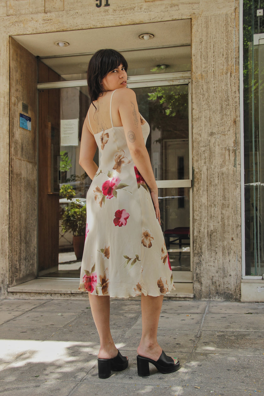 Gorgeous vintage floral midi dress (M/L)