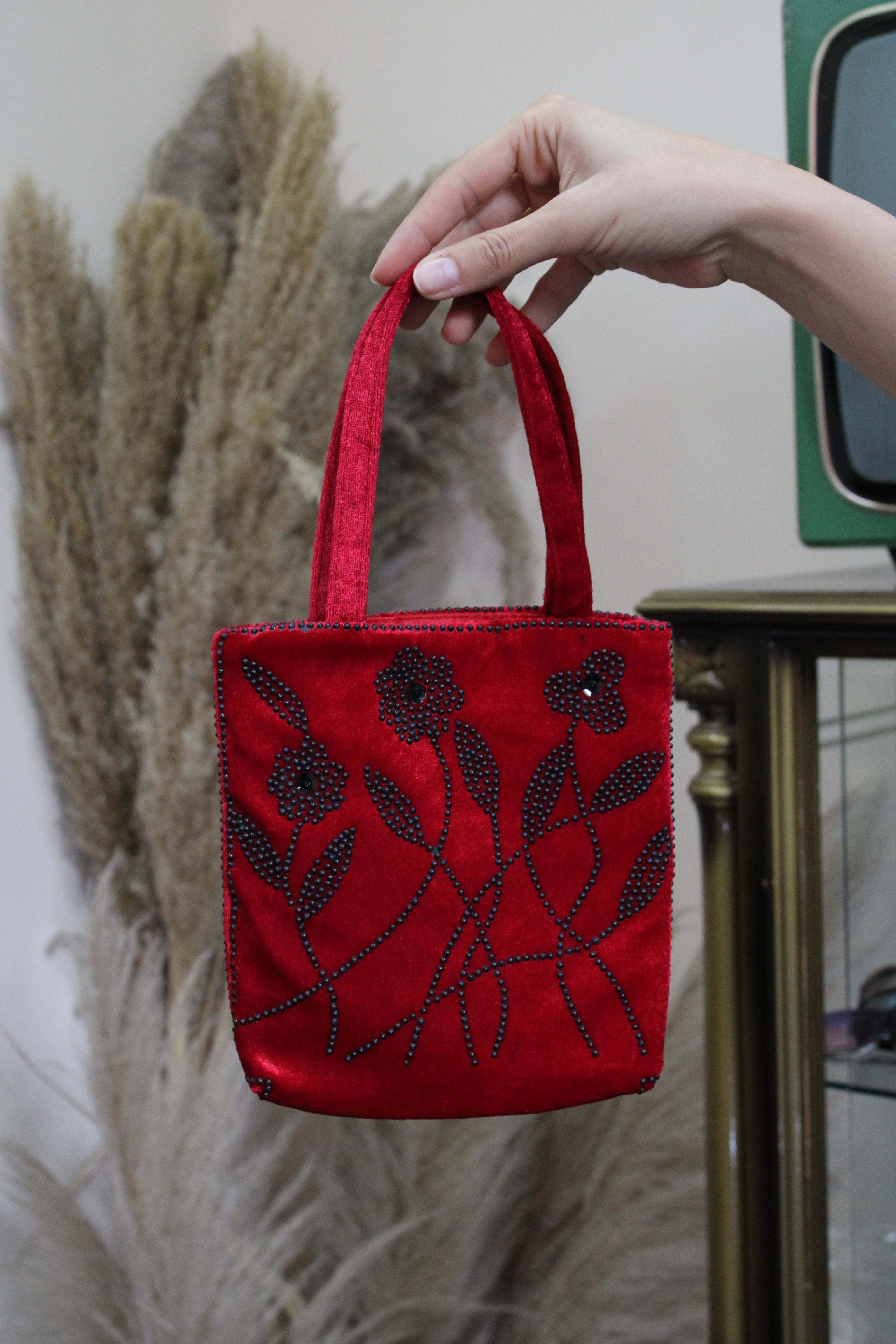 Super cute velvet beaded bag