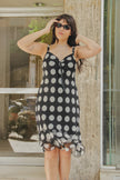 Gorgeous 100% silk vintage polka dot dress (L)