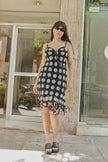Gorgeous 100% silk vintage polka dot dress (L)