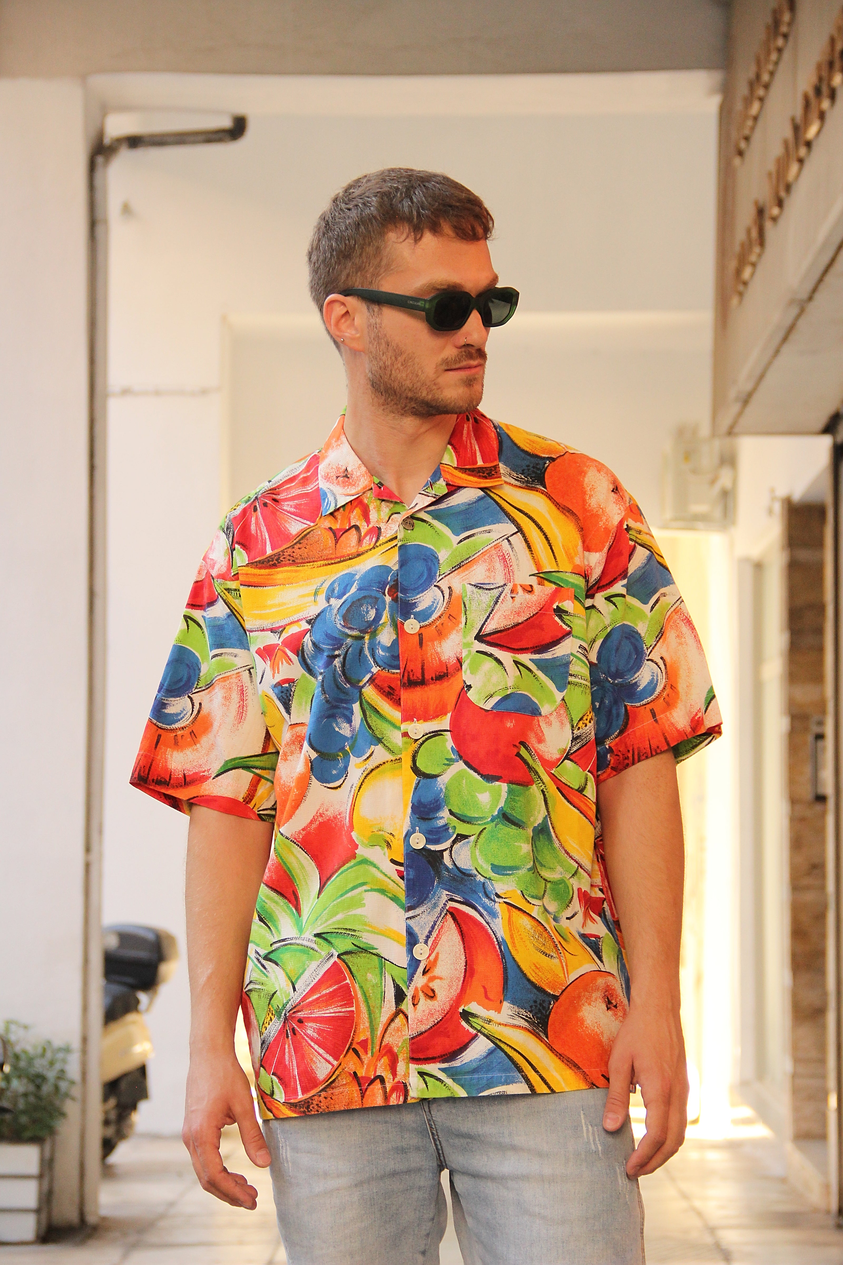 Vintage funky patterned shirt (L)