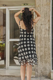 Gorgeous 100% silk vintage polka dot dress (L)