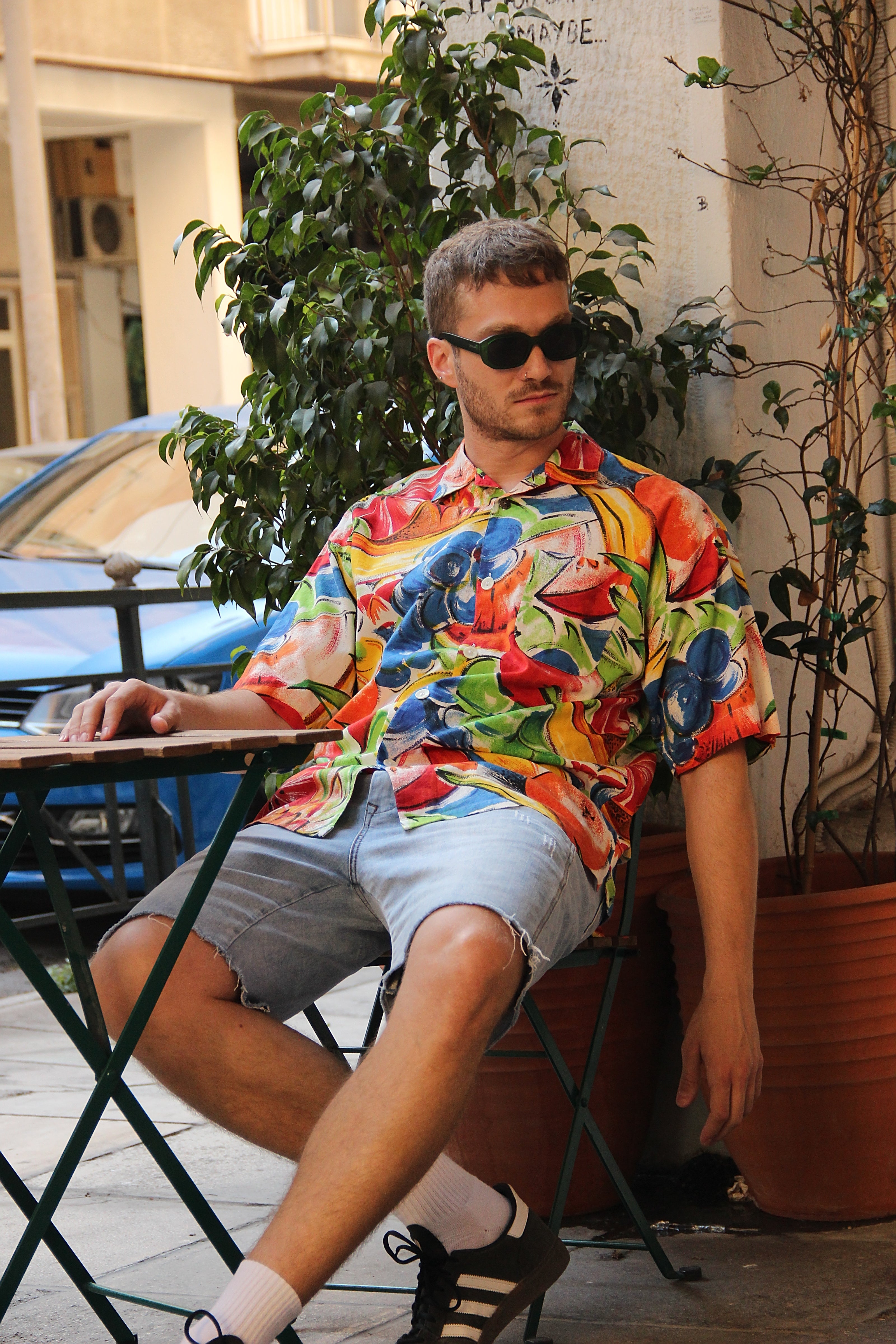 Vintage funky patterned shirt (L)