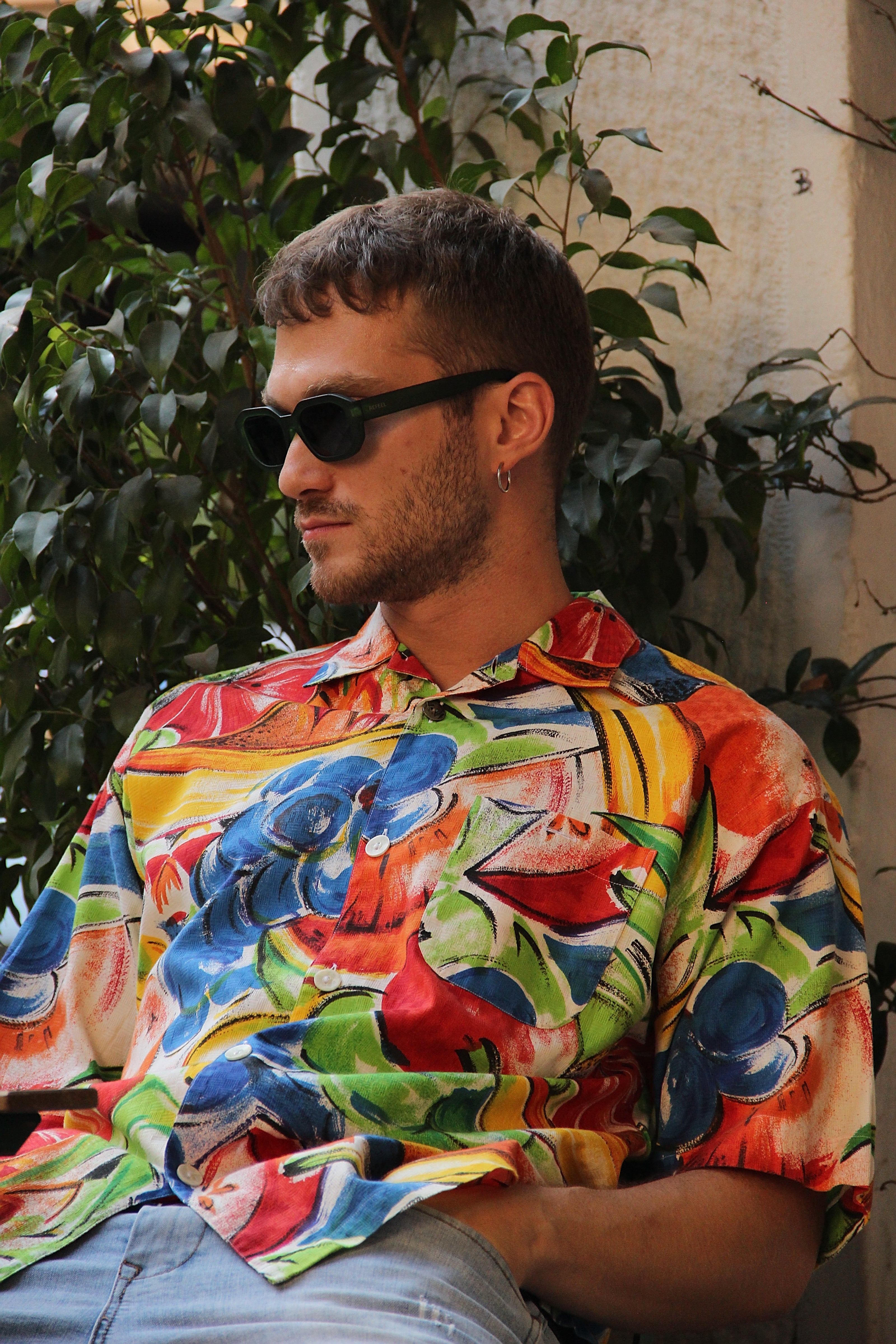 Vintage funky patterned shirt (L)
