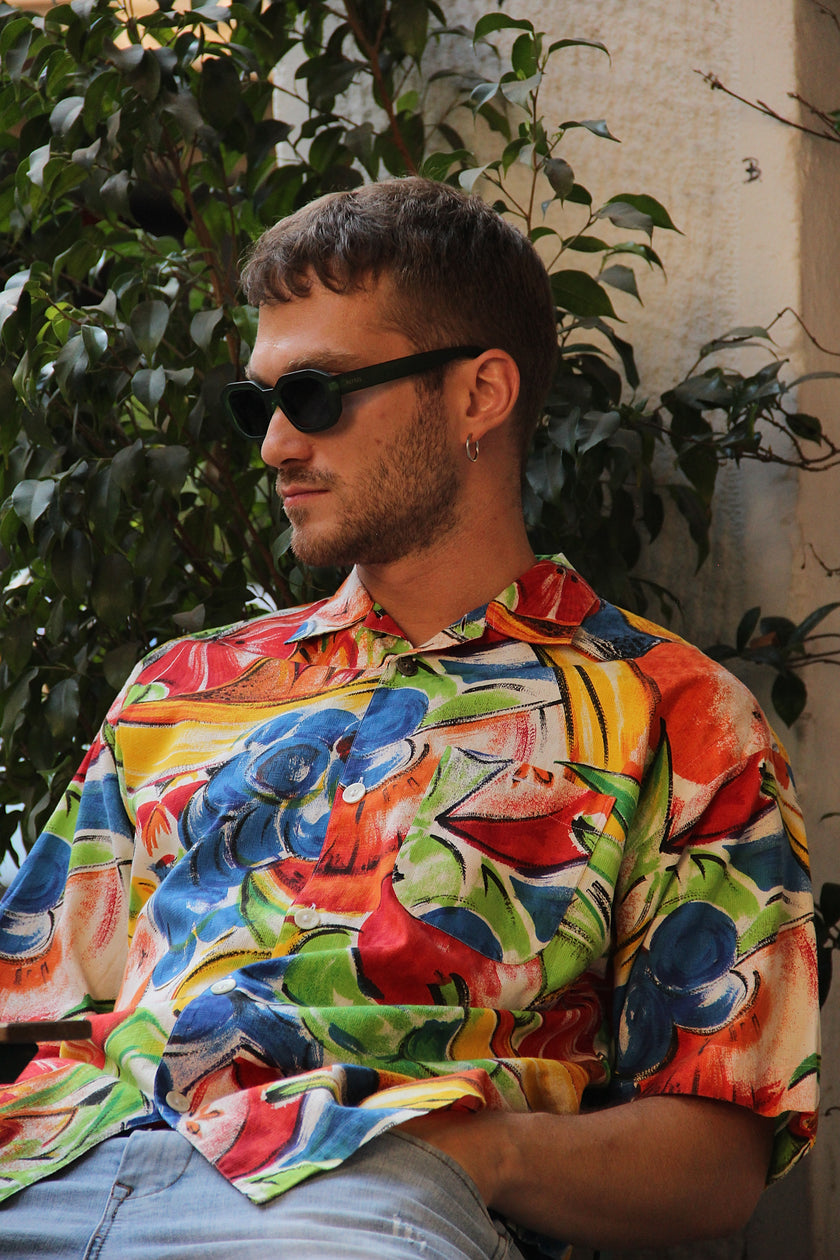 Vintage funky patterned shirt (L)