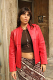 Vintage red genuine leather jacket (M)