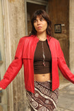 Vintage red genuine leather jacket (M)