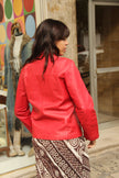 Vintage red genuine leather jacket (M)